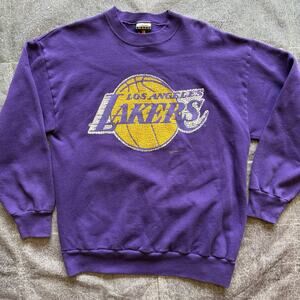 Men's Vintage 90's Signal Los Angeles Lakers Purple Crewneck Sweatshirt Sz XL
